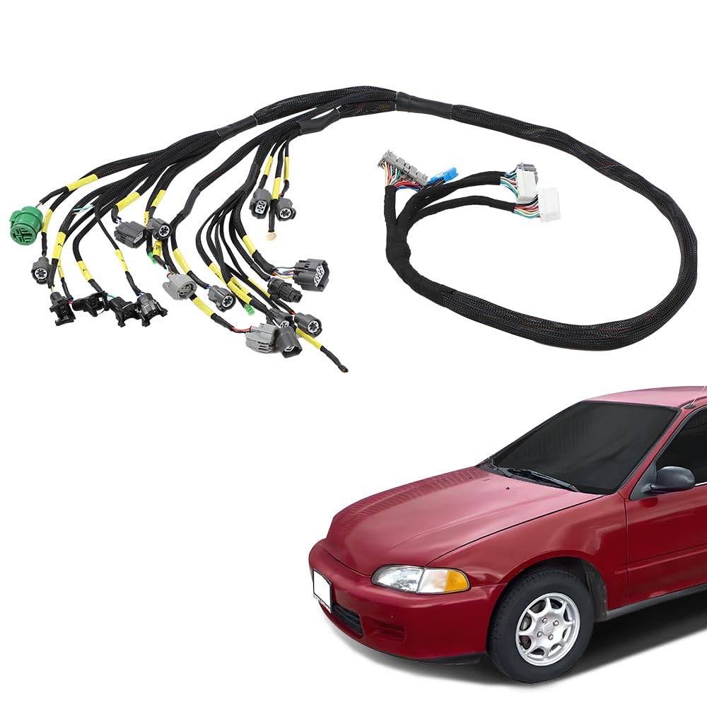 G-PLUS Tucked Engine Harness Fit Honda Civic Integra B16 B18 D16&B/D-Series OBD1 Tucked Budget Engine Harness w/OBD1 Dist/Inj/Alt & 92-95 ECU Plugs CNCH-0BD1-1