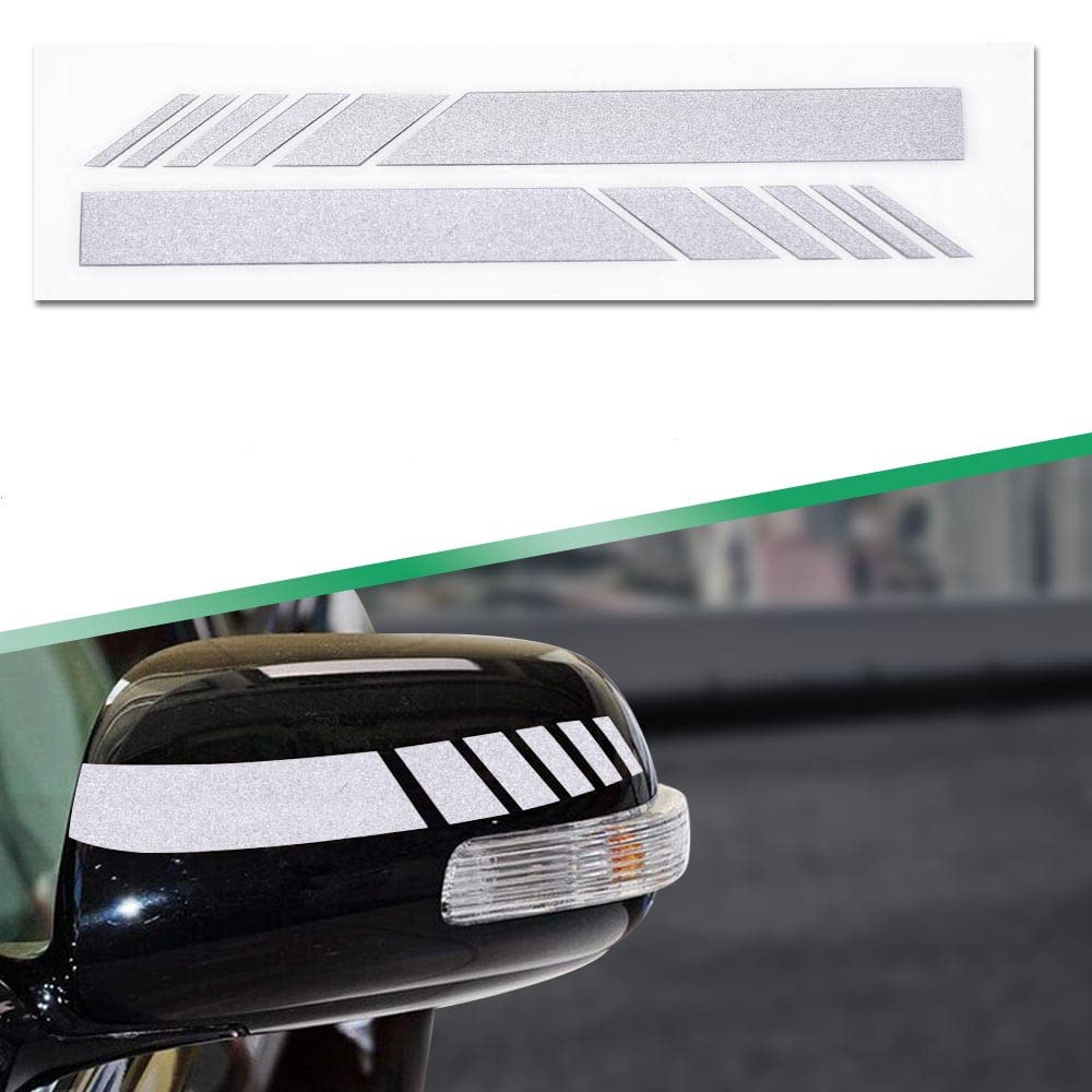 G-PLUS Rearview Mirror Carbon Fiber 5D Sticker Vinyl Stripe Decal Compatible with Car Accessories,2Pcs/Set (Silver)