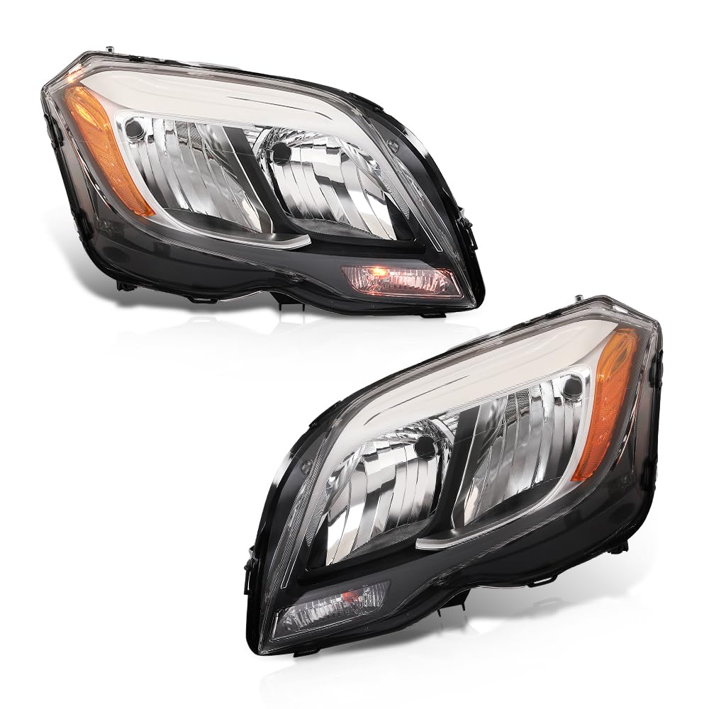 G-PLUS Headlight Set Left and Right Side Halogen Compatible with Benz GLK250 Bluetec 4Matic 2013 2014 2015, Fit Benz GLK350 (submodel: 4Matic, Base) 2013 2014 2015 2048204239, 2048204139 Black