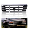 G-PLUS Front Grille Compatible with 1992-1997 Ford F250 F350 Platinum Chrome w/Emblem Truck Replacement