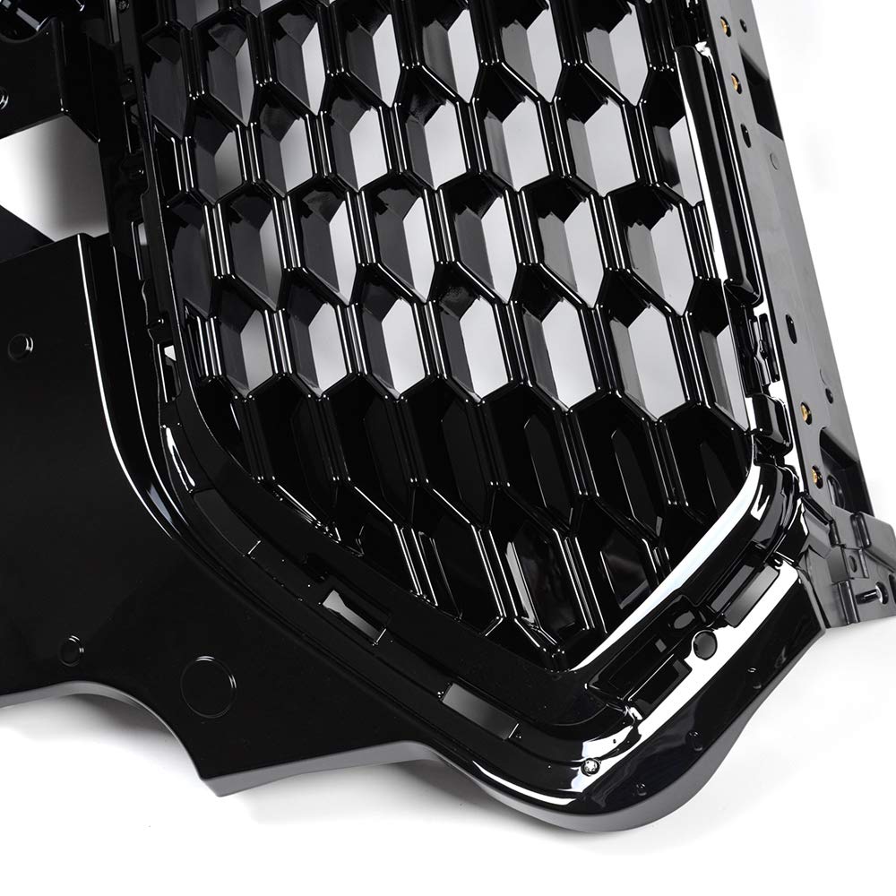 Honeycomb Front Bumper Grille Compatible with Ford Escape 2017-2018 Exterior Grill Glossy Black Protected Grille Guards With Honeycomb Mesh Style