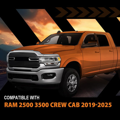 G-PLUS in-Channel Side Window Vent Visor Deflectors Rain Guards Compatible with Dodge Ram 2500 3500 Mega/Crew Cab 2019-2026 Impact-Resistant PMMA 4 PCS Smoky