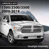 G-PLUS Headlight Assembly Front Headlamp Right Passenger Side w/Bulbs,Fit Dodge Ram 1500 2500 3500 2009-2018 Factory Clear Lens Chrome Housing Amber Reflector Bumper Headlamps,faros delanteros
