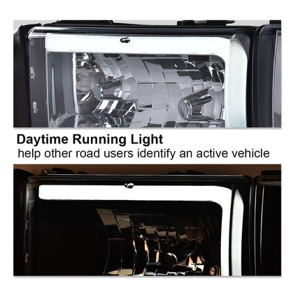 G-PLUS LED Headlights Assembly Fit Dodge Ram 1500 1994-2001,Fit Dodge Ram 2500 3500 1994-2002(Not for Ram Sport) Headlamps w/o Bulbs Smoky Lens Chrome Housing Amber Reflector Left & Right