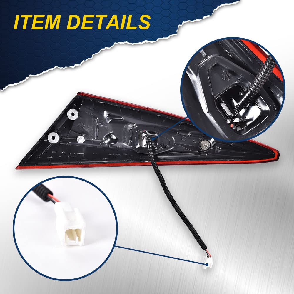 G-PLUS Tail Light - Inner Side, Replacement For 16-20 Honda Civic DX/LX/EX/EX-L/Turbo/Touring Plus/i-Style/Si/Sport 4-Door Sedan Automotive Trunk Brake Rear LED Inner Lamp Chrome Housing(Left)