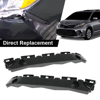 G-PLUS Front Bumper Cover Support Brackets Compatible with Toyota Sienna 2011-2020 5211508020, 5211608010, TO1043116, TO1042116 Left+Right Side Black Primed