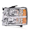 G-PLUS Headlights Assembly HEADLIGHTS | Fit Chevy Silverado 2007-2013/HEADLIGHTS | Fit Chevy Silverado 2500 3500 & HD 07-14 Headlamp,Left Driver Clear Lens Chrome Housing Amber ReflectorBumper Headlamps,faros delanteros