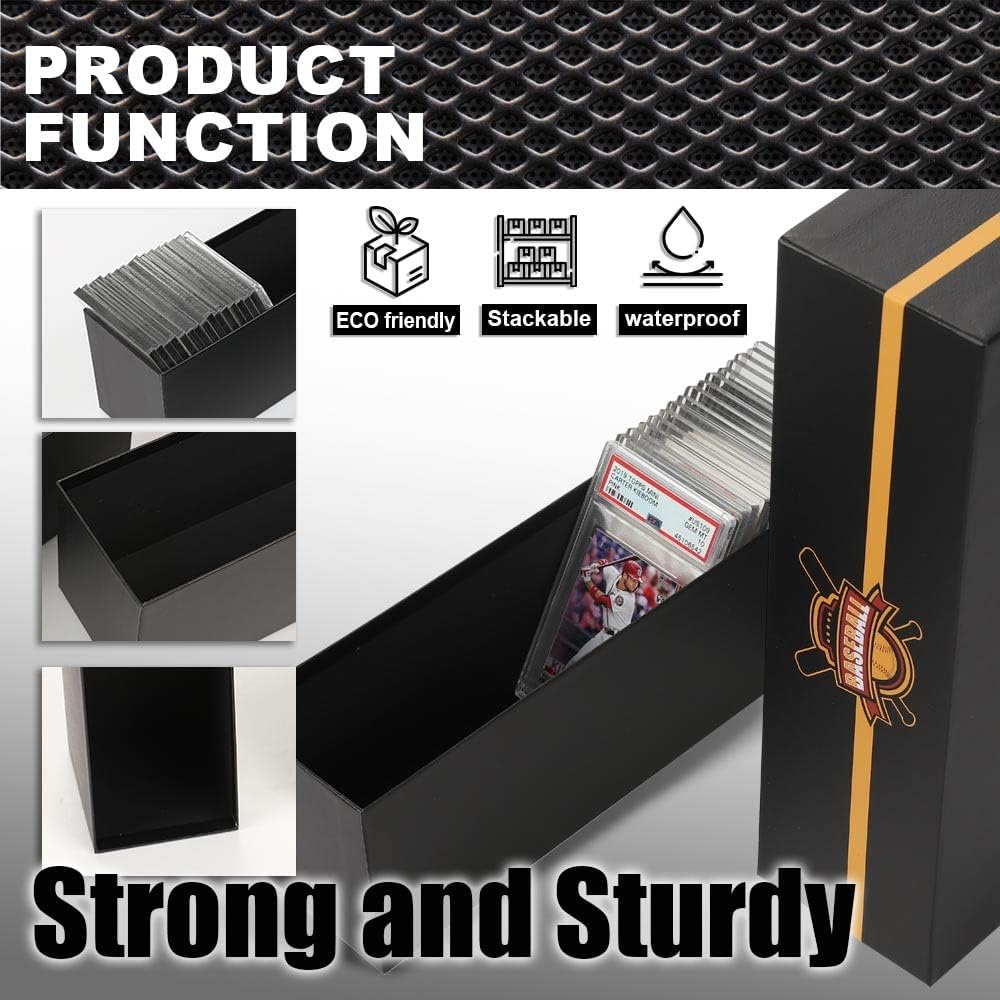 G-PLUS Graded Cards Holder Container Graded Card Storage Box Holds 50-55 Black Graded Card Box Graded Sports Card Storage Box