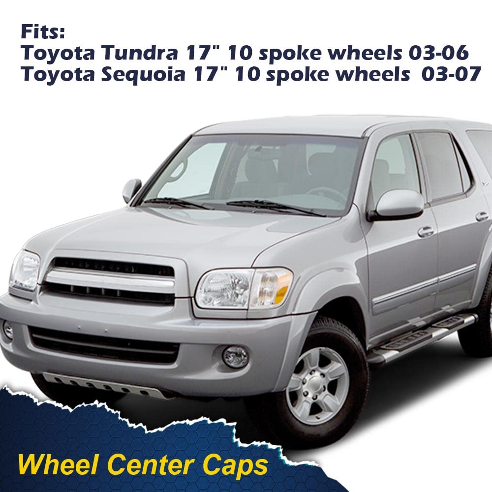 G-PLUS Wheel Center Caps Compatible with 03-07 Toyota Tundra Sequoia Replacement Hub Cap 4PC Kit, Silver