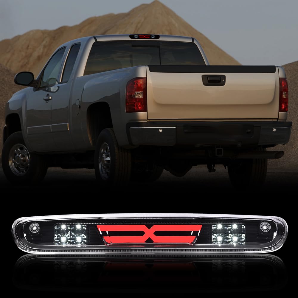 G-PLUS LED Third Brake Light Compatible With 07-14 Chevy Silverado/GMC Sierra,3RD LED Bar Brake/Cargo Light,Type X (Clear lens Black Housing Amber Reflector)