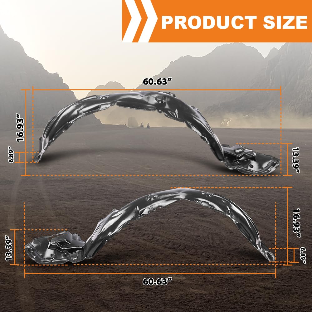 G-PLUS Front Left & Right Fender Liner Set Compatible with Toyota Corolla (submodel: Base, CE, LE, S, XLE, XRS) 2009-2010 | OE Replacement TO1248149/TO1249149 | Impact Resistant Black