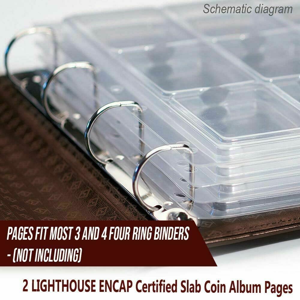 G-PLUS Coin Pages, Coin Album Pages Lighthouse Encap Graded Slab,Coin Collecting Supplies,2 Sheets 18 Slabs