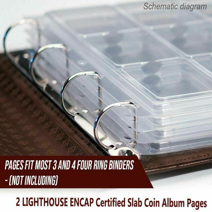 G-PLUS Coin Pages, Coin Album Pages Lighthouse Encap Graded Slab,Coin Collecting Supplies,2 Sheets 18 Slabs