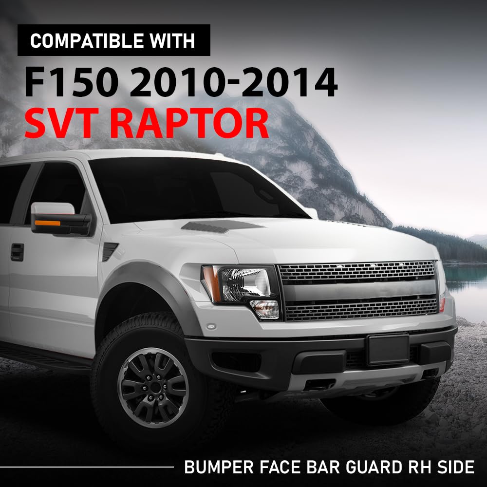 G-PLUS Front Right Bumper Face Bar Guard, Compatible with Ford F150 SVT Raptor 2010-2014, Passenger Side, AL3Z17E810A, FO1055180
