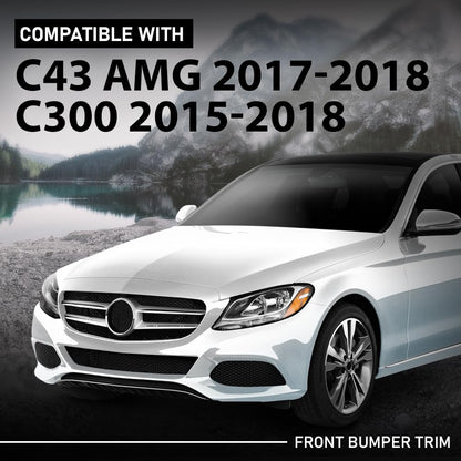 G-PLUS Front Bumper Trim Molding Chrome, Compatible with Benz C300 2015-2018, Silvery, 2058850123-PFM, 2058853123, MB1044123, 15731898