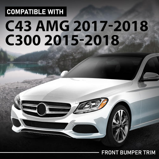 G-PLUS Front Bumper Trim Molding Chrome, Compatible with Benz C300 2015-2018, Silvery, 2058850123-PFM, 2058853123, MB1044123, 15731898