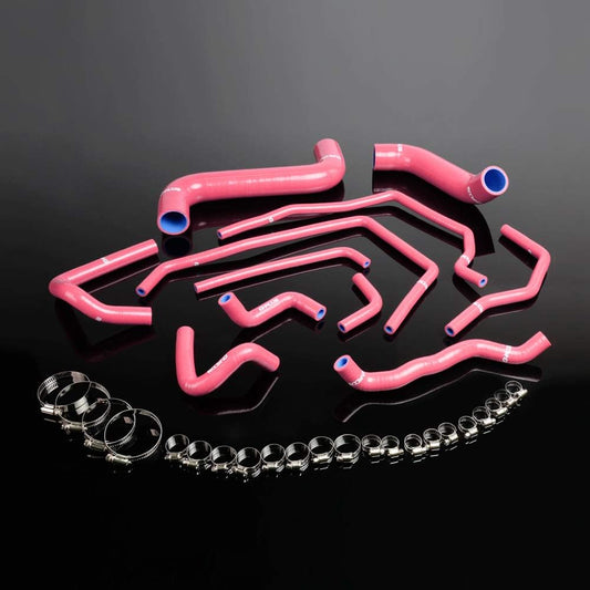 G-PLUS Silicone Radiator Coolant Hose Kit Clamps, Compatible With Subaru Impreza WRX/STi GDA/GDB EJ207 2002-2007 (Pink)