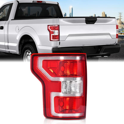 G-PLUS Rear Tail Light Compatible with Ford F150 2018 2019 2020,Left W/o Bulbs & Wiring Harness JL3Z13405H, FO2800265 Red Lens Chrome Housing Luces Traseras Rear Brake Lamps Assembly
