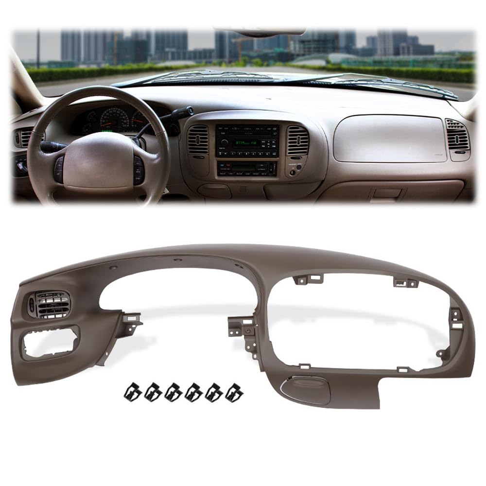 G-PLUS Dash Pad Bezel Compatible with Ford F150 1997-2003/Fit Ford Expedition 1997-2003 Dash Trim Bezel Replacement (Brown)