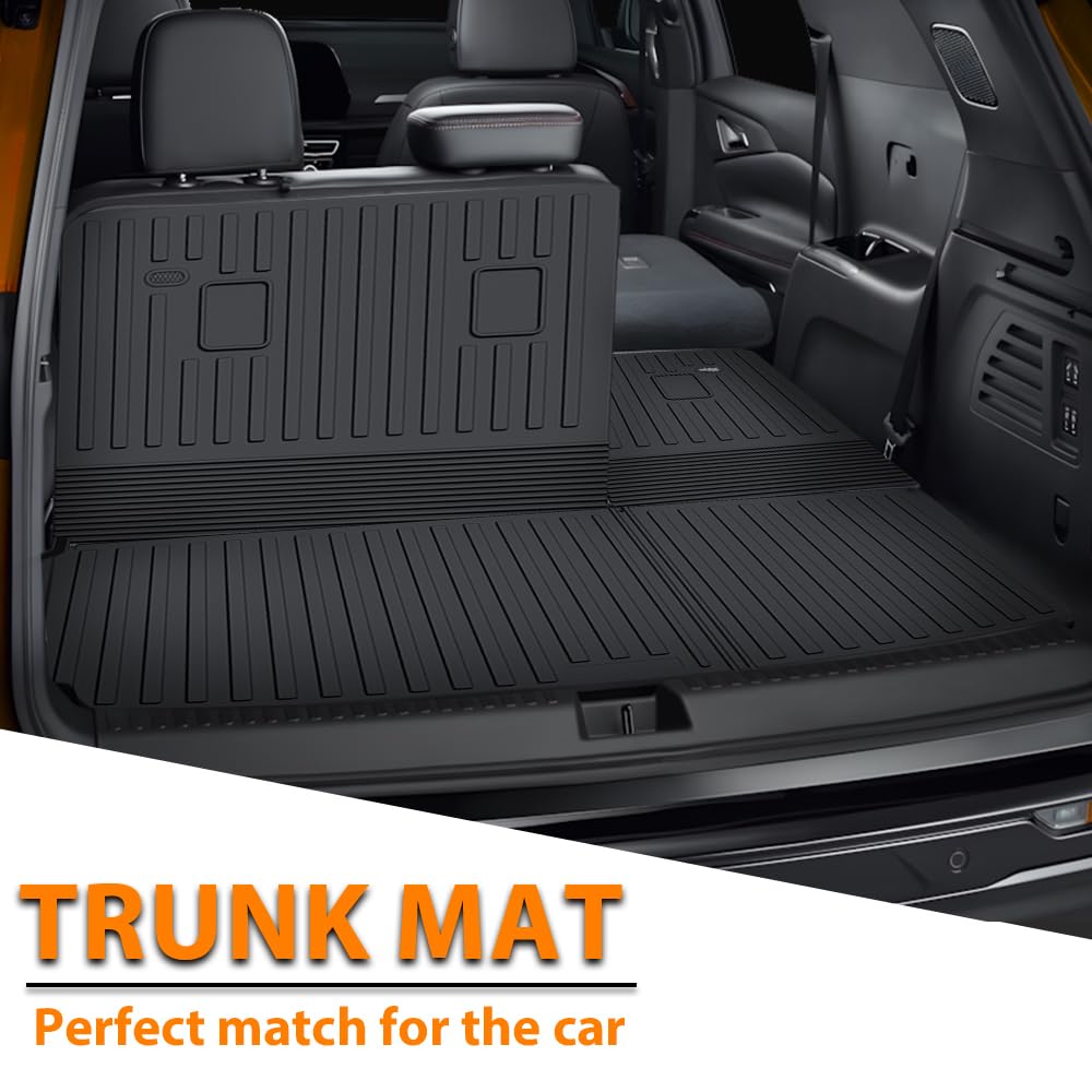 G-PLUS TPE Floor Mats Fit VW Atlas 7 Passenger 2018-2026 1st & 2nd & 3rd Row & Cargo Mat Truck Accessories Cargo Liners All Weather Protection 5PCS Black Alfombras para Carro