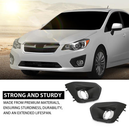 G-PLUS Front Fog Light Bezel Set W/Glossy Black Trim Compatible with Subaru Impreza 2012-2014 57731FJ020