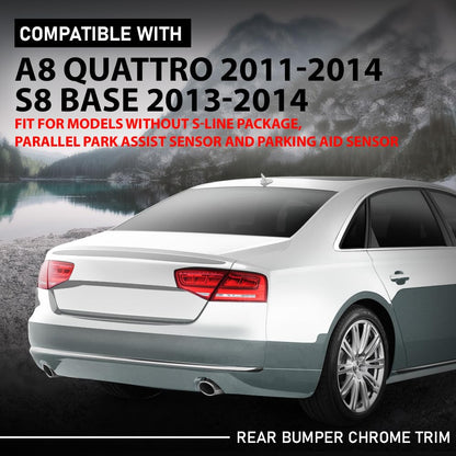 G-PLUS Rear Bumper Trim Molding Chrome, Compatible with Audi A8 Quattro 2011-2014, Fit S8 Base 2013-2014, Fit Models W/o S-Line Package