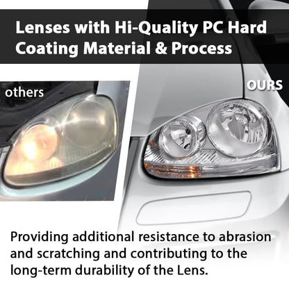 G-PLUS Headlights Assembly Set w/Bulbs Compatible with Volkswagen Jetta 2005-2010/ Fits Volkswagen Rabbit 2006-2009 Left and Right Clear Lens Chrome Housing Bumper Headlamps,faros delanteros