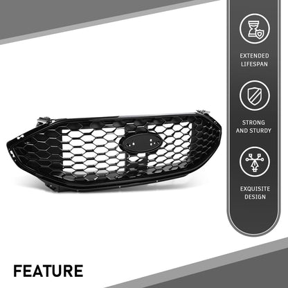G-PLUS Front Upper Grille Compatible with Ford Edge ST/ST-Line 2019-2022 PT4B-8200, KT4Z-8200, KT4B-8A133 Gloss Black