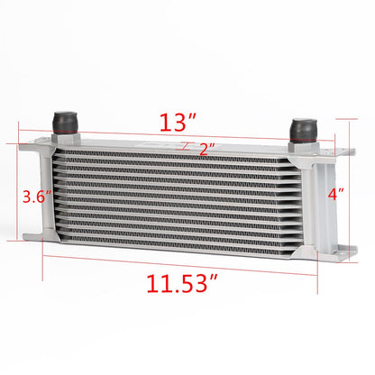 G-PLUS 13 Row AN10-10AN Universal Aluminum Engine Transmission Oil Cooler Silver