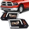 G-PLUS LED DRL Headlights Fit Dodge Ram 1500 2500 3500 2009-2012(New Body), Not Fit Dual Beam, Clear Lens Black Housing Amber Reflector, Bumper Headlamps, faros delanteros Assembly