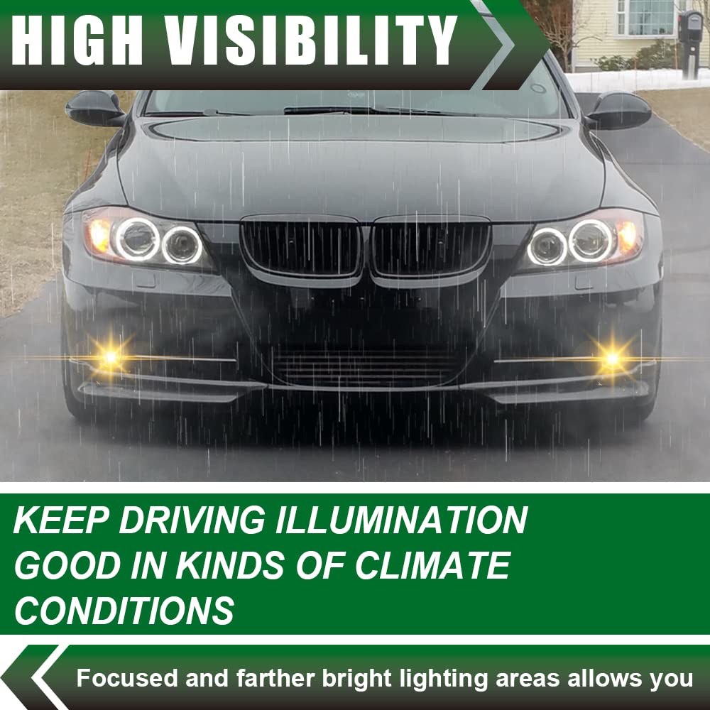 GPLUS Bumper Fog Lights W/bulb Compatible With 2006-2008 BMW E90 325i 328i 330i 335i, Driver & Passenger Side Bumper Mounted Fog Lamps (Clear lens) neblineros para autos delantero faros antiniebla