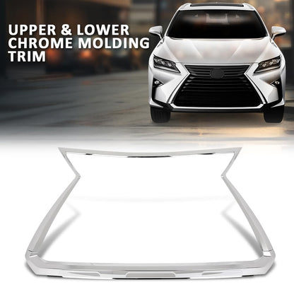 G-PLUS Upper & Lower Chrome Grille Molding Trim Compatible with LX RX350 RX450h 2016-2019/RX350L RX450hl 2018-2019 LX1210114, LX1202110, 531210E120, 531220E060 Silver