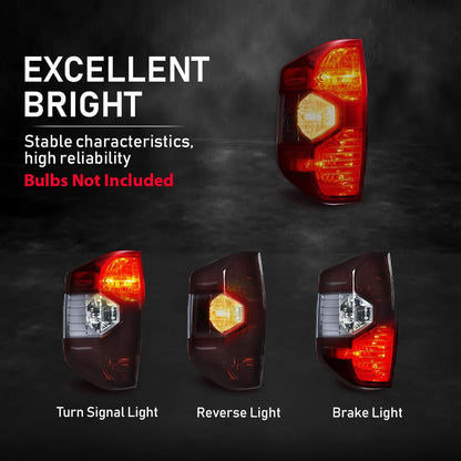 G-PLUS Tail Lights Compatible with Toyota Tundra 2014-2021 Brake Tail Lamps Left Smoked Lens Chrome Housing 81550-0C101 TO2800193 Rear Lights Rear Brake Lamps Assembly Luces Traseras