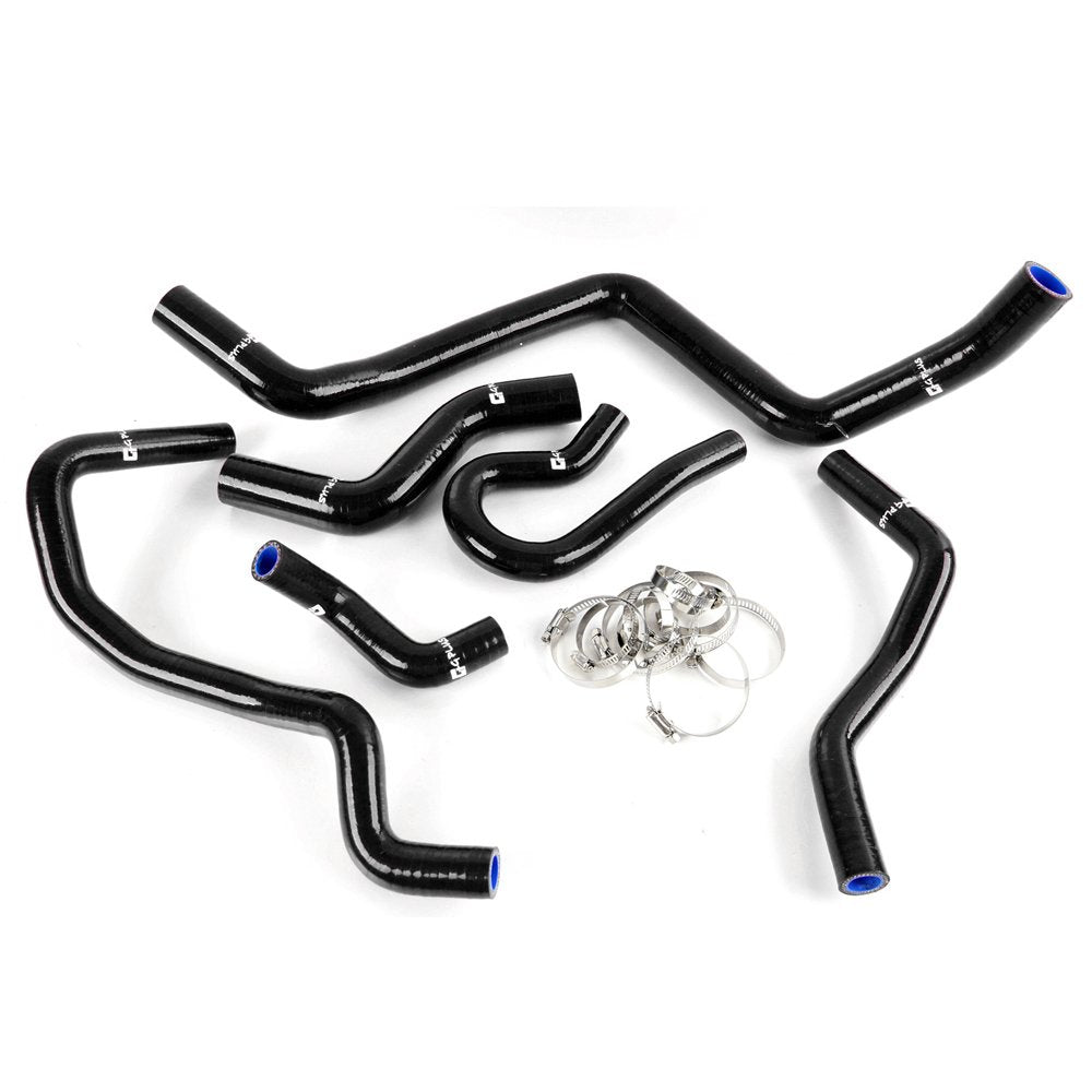 G-PLUS 6 PCS Silicone Radiator Hose Kit W/Clamps Compatible With Honda Civic 1.6l Sohc D15 D16 EG EK 1992-2000, Black Silicone Radiator Coolant Hose Pipe Kit