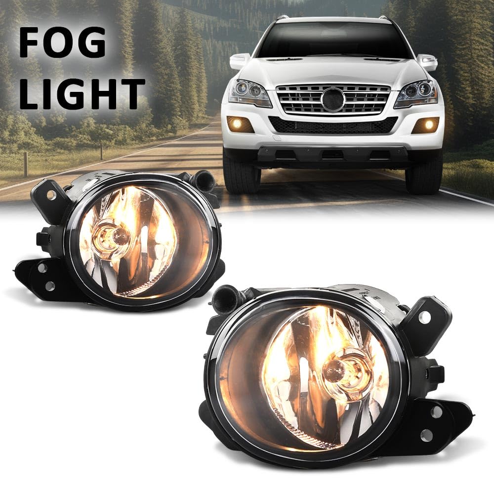 G-PLUS Pair Bumper Fog Lights Lamps, Compatible with Benz C-Class GL-Class M-Class 2005-2011, Fit E300 S450 S550 S600 2007-2017, LH Driver & RH Passenger 2PCS, 2518200756, 2518200856