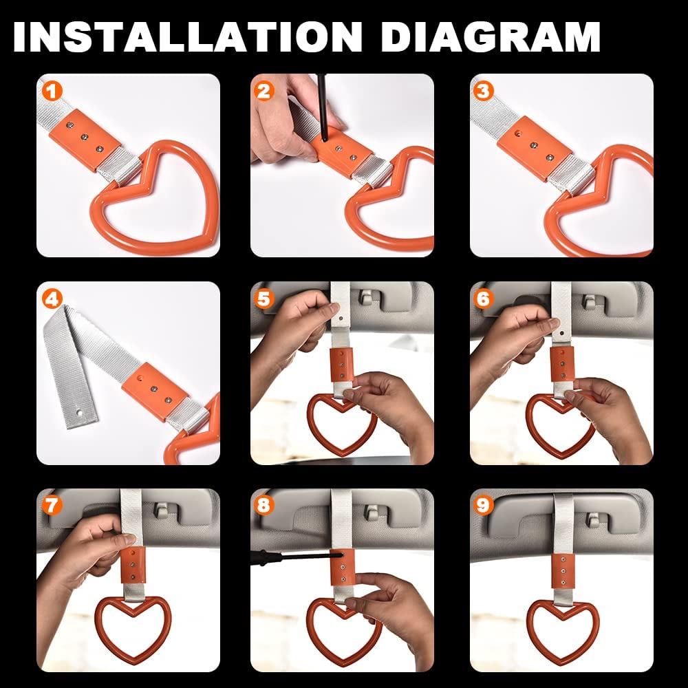 G-PLUS JDM Tsurikawa Ring Heart Subway Train Bus Car Handle Hand Straps Drift Charm,Rear Bumper Warning Ring (Orange)