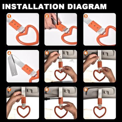 G-PLUS JDM Tsurikawa Ring Heart Subway Train Bus Car Handle Hand Straps Drift Charm,Rear Bumper Warning Ring (Orange)