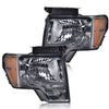 G-PLUS Headlights Compatible with Ford F150 2009-2014 Headlamps Pair Left & Right Smoky Lens Chrome Housing Amber Reflector,faros delanteros