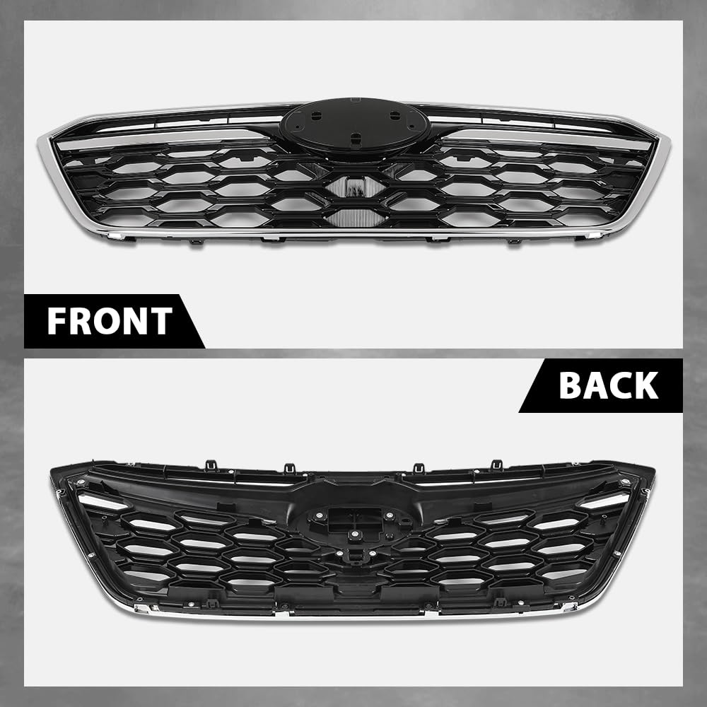 G-PLUS Front Upper Grille Black W/Chrome Trim Compatible with Subaru Outback 2020-2022 J1010AN010