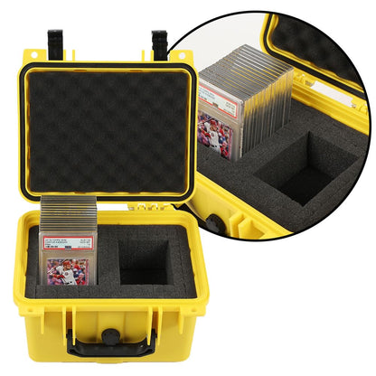 G-PLUS Yellow Graded Card Storage Box Fit BGS PSA SGC FGS Graded Sports Trading Cards, Deep Travel Size Waterproof Case Slab Holder & Protector Holds 45 PSA Graded Cards or 100 Ungraded Cards