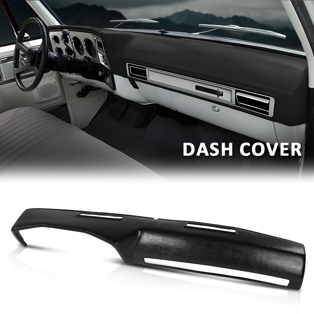 G-PLUS Dashboard Dash Cover Compatible with Chevy GMC Trucks 1973-1980 Black ABS Plastic