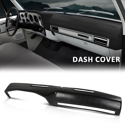G-PLUS Dashboard Dash Cover Compatible with Chevy GMC Trucks 1973-1980 Black ABS Plastic
