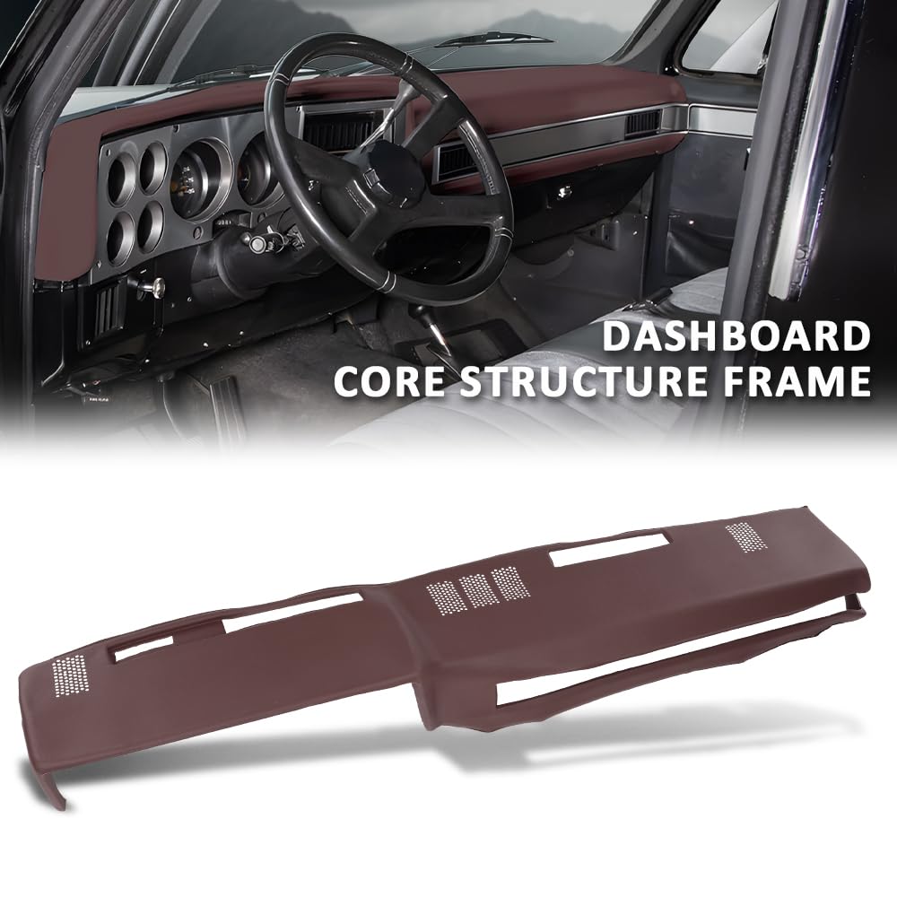 G-PLUS TPE Neutral Dashboard Dash Cover Red Compatible with 1981-1987 Chevy GMC Full Size Pickup/1981-1991 Chevy GMC SUV