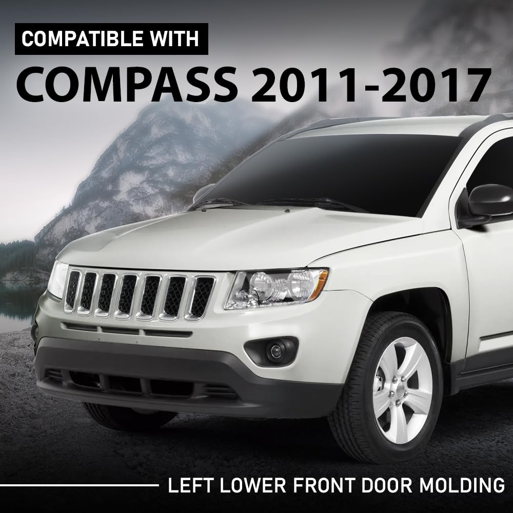 G-PLUS Left Lower Front Door Molding Compatible with Jeep Compass 2011-2017 Black 5182563AB