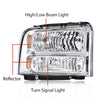 G-PLUS Headlights Assembly Compatible with Ford F250 F350 F450 F550 Super Duty 1999-2004, Fit Ford Excursion 2000-2004 Left & Right Headlamps Assembly, Clear Lens Chrome Housing Amber Reflector