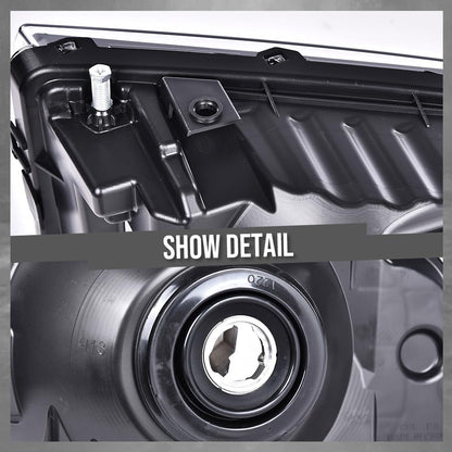 G-PLUS LED DRL BAR Headlight Assembly Compatible with Ford F250 F350 F450 F550 Super Duty 2005-2007/Fit Ford Excursion 2005 HeadLamps Clear lens Black Housing Amber Reflector FO2503217 ‎6C3Z13008CB