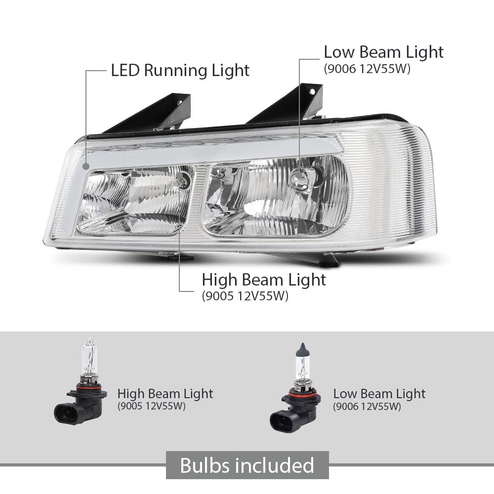 G-PLUS LED Headlights Headlamps Fit Chevy Express GMC Savana 1500 2003-2014, Fit Chevy Express GMC Savana 2500 3500 2003-2023 Bumper Headlamp Clear Lens Chrome Housing,faros delanteros Assembly
