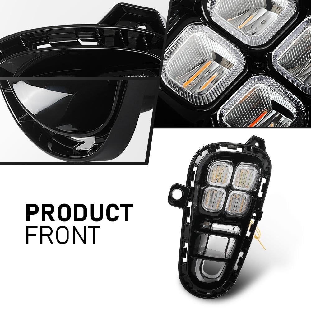 G-PLUS LED DRL Daytime Running Light Front Fog Lights w/Wire Harness & Switch Compatible with Kia Rio EX/LX/S 2018 2019 2020 Clear Lens Black Housing, 922011W710, 922021W710