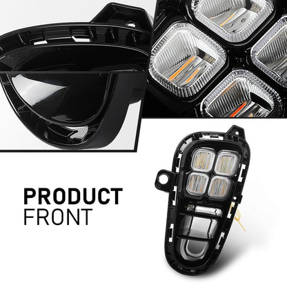 G-PLUS LED DRL Daytime Running Light Front Fog Lights w/Wire Harness & Switch Compatible with Kia Rio EX/LX/S 2018 2019 2020 Clear Lens Black Housing, 922011W710, 922021W710
