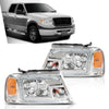 G-PLUS Headlights Assembly, Compatible with 2005 2006 2007 Ford F250 F350 Super Duty Bumper Headlamps, Clear Lens Chrome Housing Amber Reflector